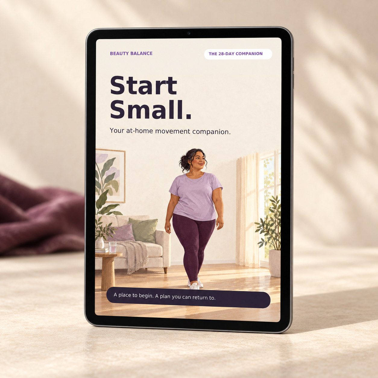 Start Small digital movement companion displayed on a tablet; tablet not included